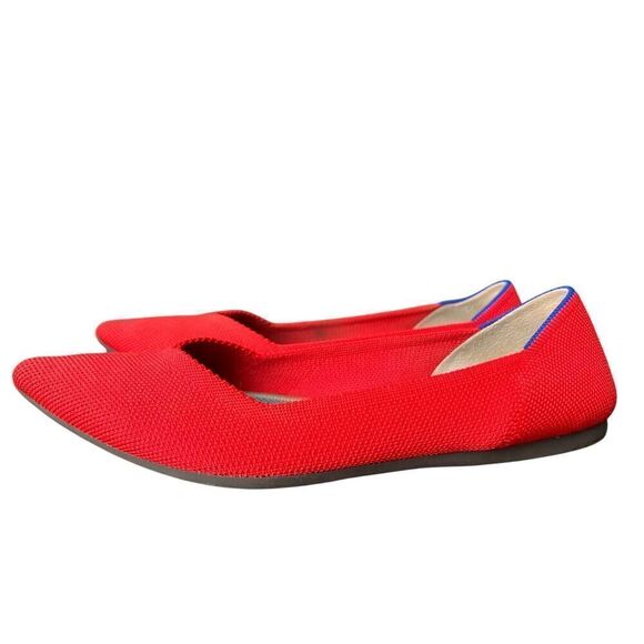 Rothy's The Point Ballet Flat Knit Fabric Size W8 Red Pointed Toe - Picture 3 of 9